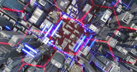 Smart city technology concept with hexagon network and communication. Stock Footage 328118287