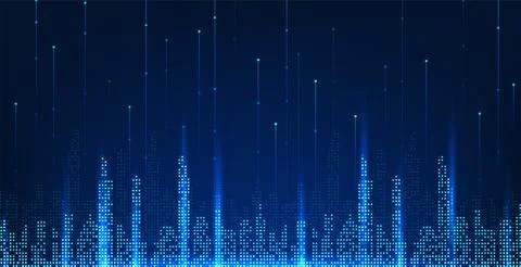 Smart city technology in the form of pixels with lines that connect with th.. Stockillustratie