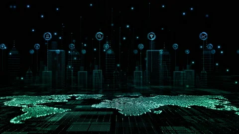 Smart city with technology network Internet of things and social media connec Stock Footage 154189145