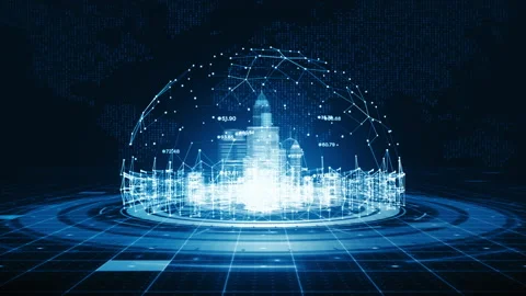 Smart city with technology network Internet of things and social media Stock Footage 186363958