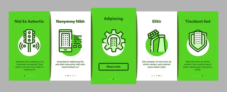 Smart City Technology Onboarding Elements Icons Set Vector Stockillustratie