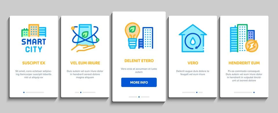 Smart City Technology Onboarding Elements Icons Set Vector Stock Illustration