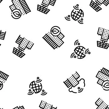 Smart City Technology Seamless Pattern Vector Stock Illustration