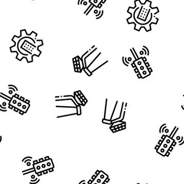 Smart City Technology Seamless Pattern Vector Stock Illustration