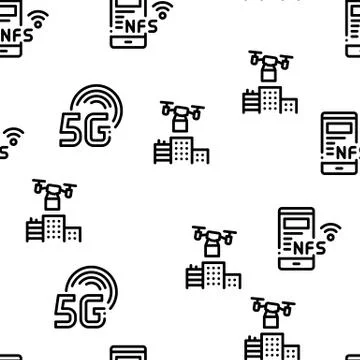 Smart City Technology Seamless Pattern Vector Illustrazione stock