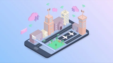 Smart city technology with smart service in isometric vector design Video stock 102036826