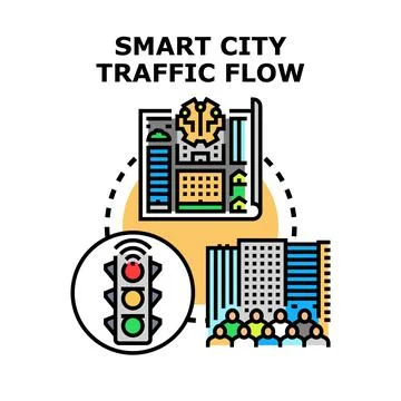 Smart city traffic flow planning and management concept Stock Illustration