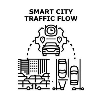 Smart city traffic flow vector illustration concept Stock Illustration