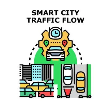 Smart city traffic flow vector illustration concept Stock Illustration