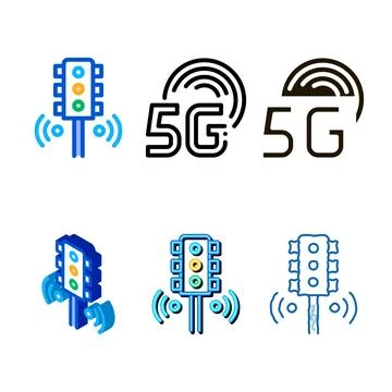 Smart city traffic lights icon vector outline range Stock Illustration