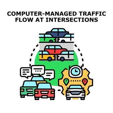 Smart city traffic management optimizing urban mobility flow Stock Illustration