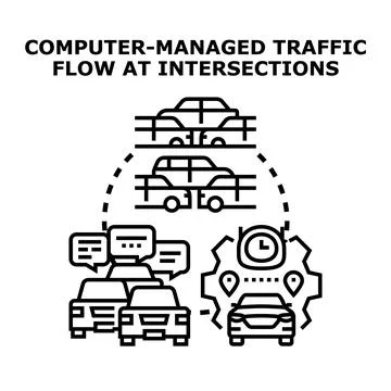 Smart city traffic management optimizing urban mobility flow Stock Illustration