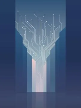 Smart city vector concept background. Modern urban skyscrapers skyline with Illustrazione stock