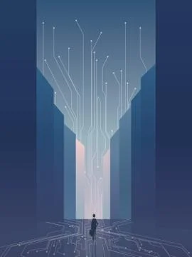 Smart city vector concept background with IT specialist, developer, programmer Stock Illustration