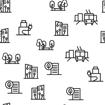 Smart City Vector Seamless Pattern Stock Illustration