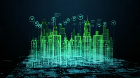 Smart City with wi-fi connection conceptual, Technology 5g communication Stock Footage 150410316