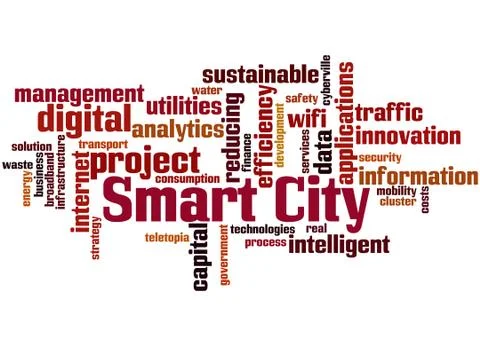 Smart City, word cloud concept Stockillustratie