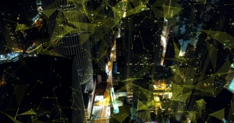 Smart cityscape with wireless network . Futuristic communication technology Stock Footage 103304182