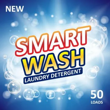 Smart clean soap banner ads design. Laundry detergent fresh clean Template Stock Illustration