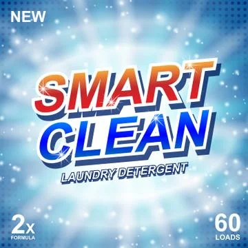 Smart clean soap banner ads design. Laundry detergent fresh clean Template Stock Illustration