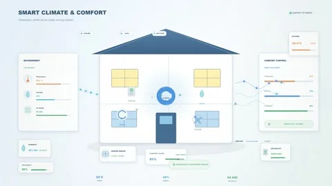 Smart Climate and Comfort Dashboard Infographic Motion Graphic Vídeos de archivo 344353698
