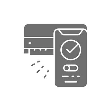 Smart climate assistant, air conditioning controlled grey icon. Stock Illustration