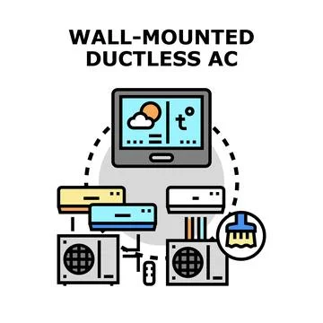 Smart climate control with mini split air conditioning system Stock Illustration