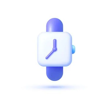 Smart clock in 3d style on white background. Modern smart clock, great design Stock Illustration