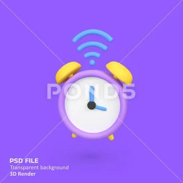 Smart clock alarm isolated 3d render icon illustration PSD Template