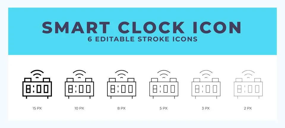 Smart clock icon with different stroke. Vector illustration. Stock Illustration