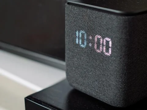 Smart Clock Speaker with LED Display and Stylish Design Stock Photos