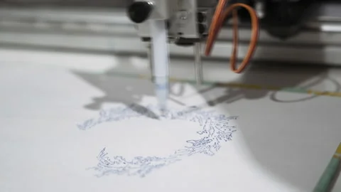 Smart CNC machine drawing a picture by pen, modern art technologies. Robotic Stock Footage 167915673