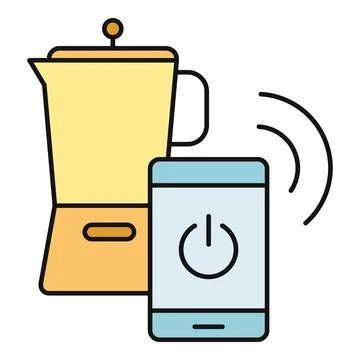 Smart coffee maker controlling with a mobile app Stock Illustration