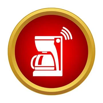 Smart coffeemaker icon with wireless signal for kitchen technology Stock Illustration