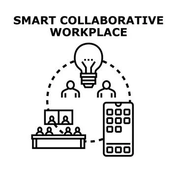 Smart collaborative workplace concept with digital technology Stock Illustration