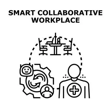 Smart collaborative workplace optimizing teamwork and process Illustrazione stock