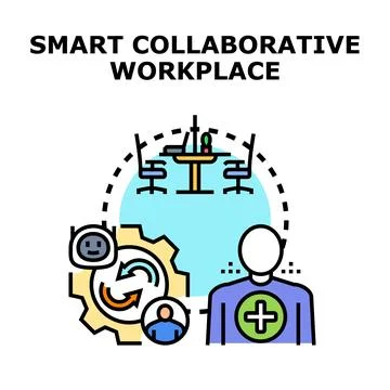 Smart collaborative workplace optimizing teamwork and process Illustrazione stock