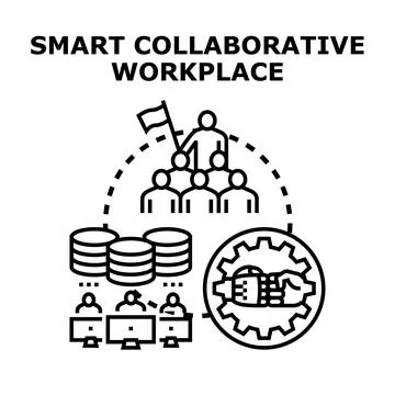 Smart collaborative workplace process with artificial intelligence and data Illustrazione stock