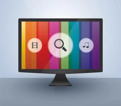 Smart color flat tv 스톡 일러스트