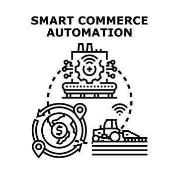 Smart commerce automation concept exploring digital market efficiency Stock Illustration