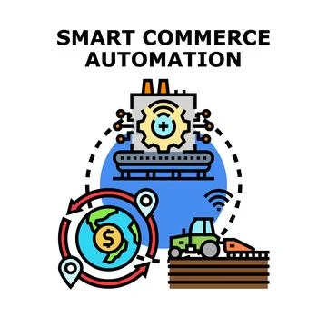 Smart commerce automation concept exploring digital market efficiency Stock Illustration