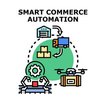 Smart commerce automation system optimizing delivery process Stock Illustration