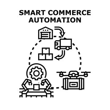 Smart commerce automation system optimizing delivery process Stock Illustration