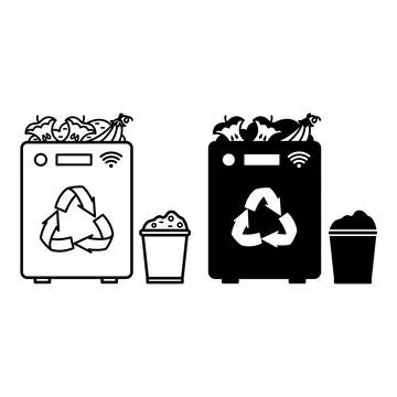 Smart Composting System Icons. Line and Glyph Vector Illustrations. Technol.. Stock Illustration