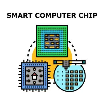 Smart computer chip creating digital technology concept Illustration