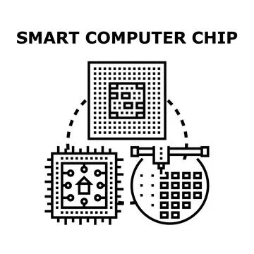 Smart computer chip creating digital technology concept Stock Illustration