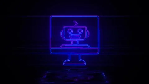 Smart computer in neon effect mp4 video Stock Illustration