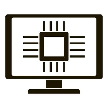 Smart computer processor icon, simple style イラスト素材