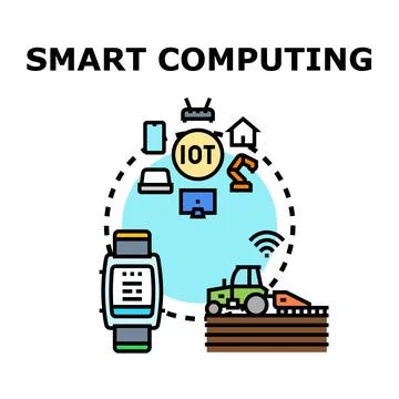 Smart computing connecting devices and automation in various sectors Stock Illustration