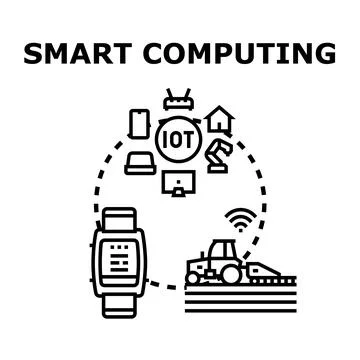 Smart computing connecting devices and automation in various sectors Stock Illustration